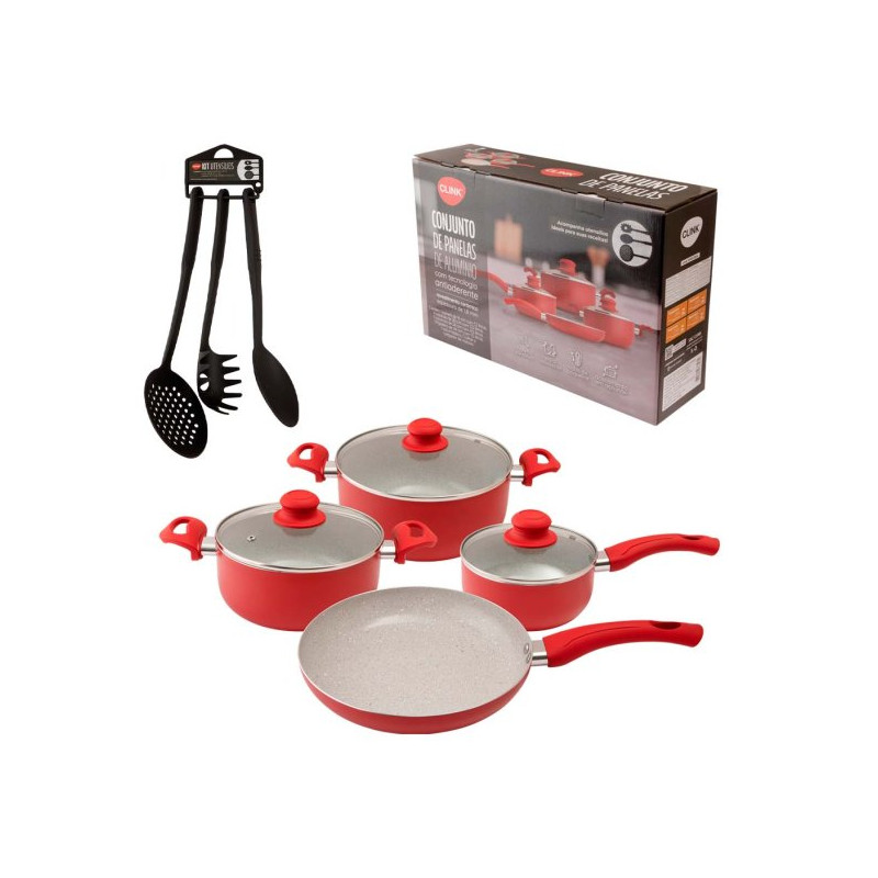 Jogo de panela antiaderente 7 pcs - Loja Apolo