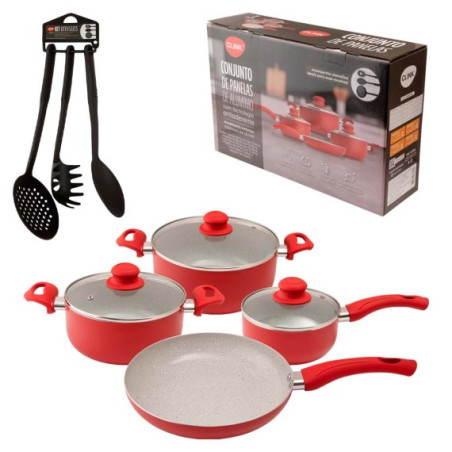 Jogo de panela antiaderente 7 pcs - Loja Apolo