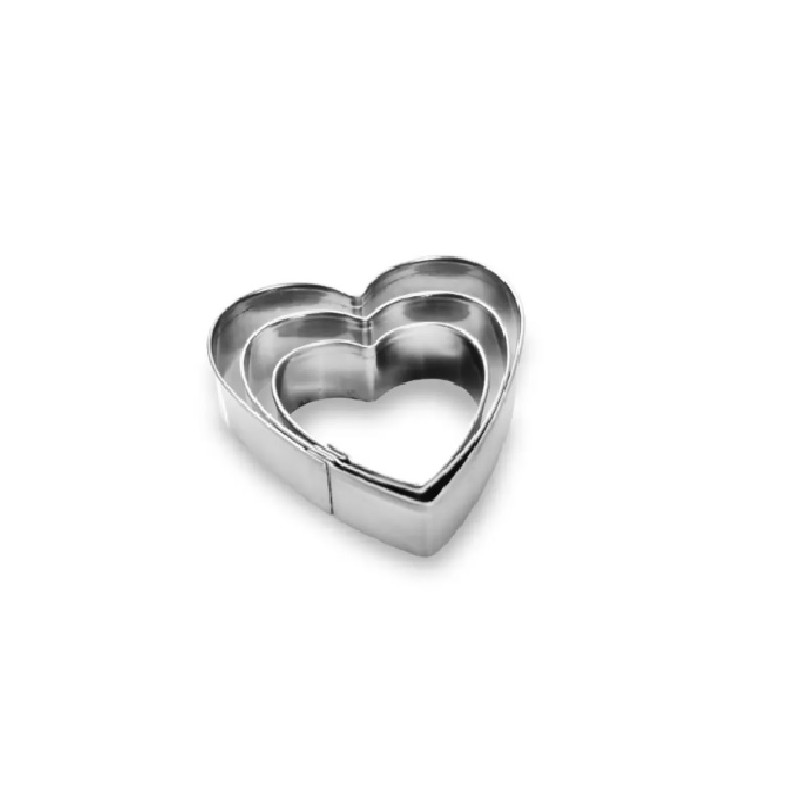 Jogo cortador coração inox 3 pecas - Loja Apolo