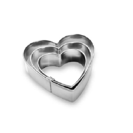 Jogo cortador coração inox 3 pecas - Loja Apolo