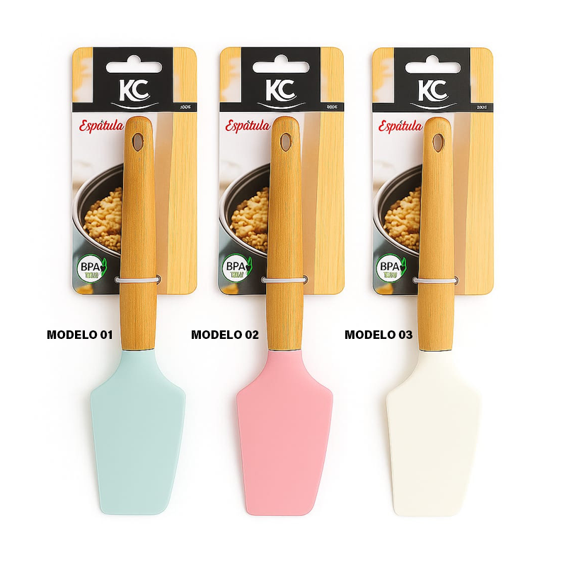 Espatula silicone com cabo de madeira - Loja Apolo