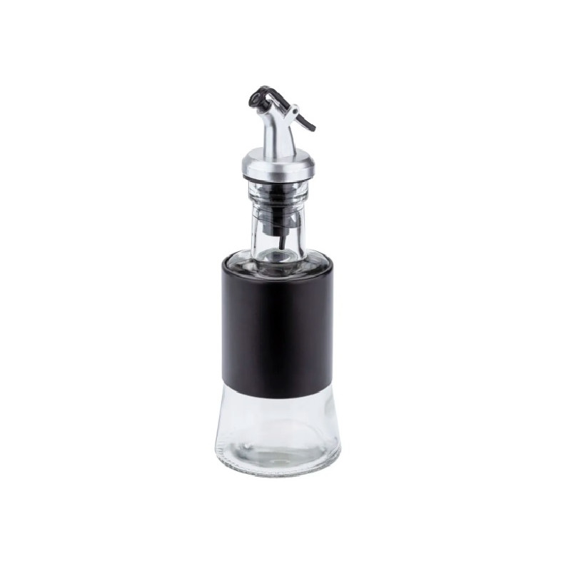 Galheteiro com bico dosador vidro revestimento preto 200 ml - Loja Apolo