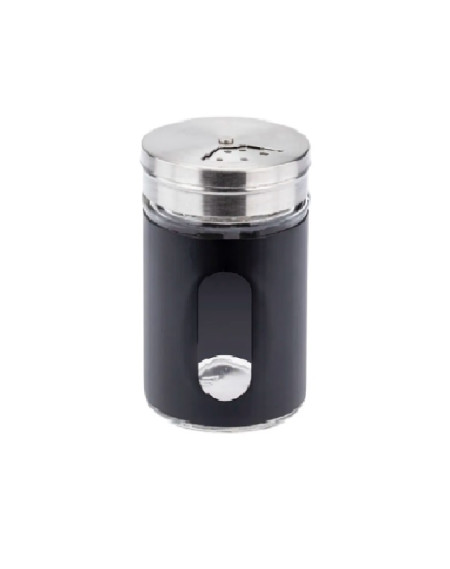 Porta condimento saleiro pimenteiro vidro revestimento preto - Loja Apolo