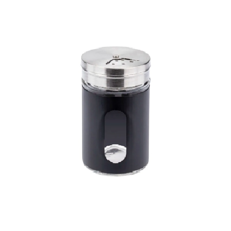 Porta condimento saleiro pimenteiro vidro revestimento preto - Loja Apolo