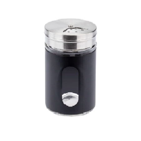 Porta condimento saleiro pimenteiro vidro revestimento preto - Loja Apolo