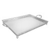 Bandeja retangular com grade - alça  - espelho - 51 x 37 cm é fabricada em Prata Apolo de excelente qualidade. Elegância e Brilh