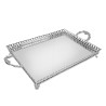 Bandeja retangular com grade - alça - espelho - 40 x 30 cm é fabricada em prata apolo de excelente qualidade. Elegância e Brilho