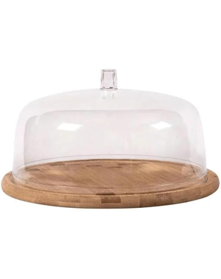 Boleira com cupula sense em bambu e acrilico 27,5 cm - Loja Apolo