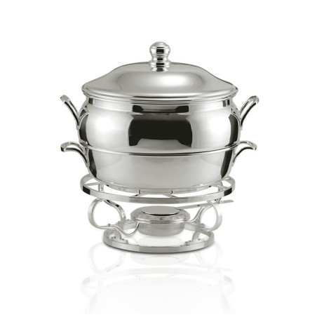 Rechaud com banho maria externo prata apolo 9 litros é fabricado em prata apolo de excelente qualidade.