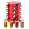 Porta condimento com base giratória 16 potes vermelho - Loja Apolo