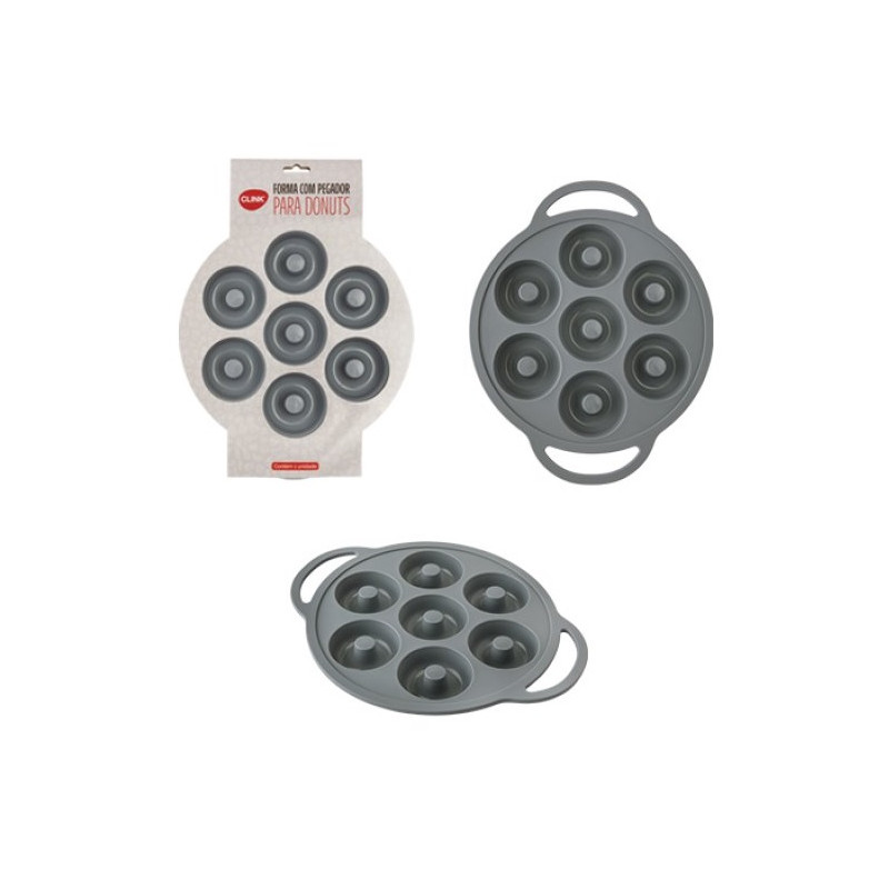 Forma silicone donut redonda com pegador - Loja Apolo