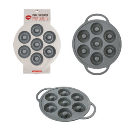 Forma silicone donut redonda com pegador - Loja Apolo