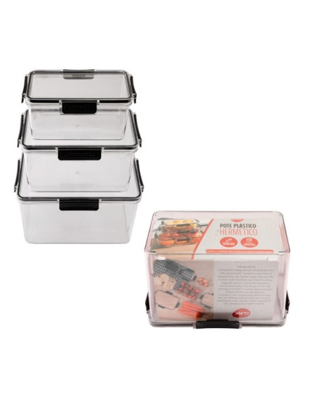 Jogo de pote hermético 03 pecas  - Loja Apolo