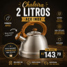 Chaleira apito em inox alça marrom 2 litros - Loja Apolo