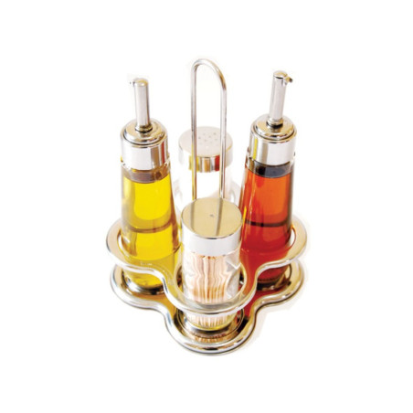 Galheteiro 4 Peças com Suporte Inox