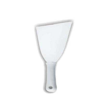 Espátula Reta 100mm Inox Cabo Branco Profissional 25x10cm