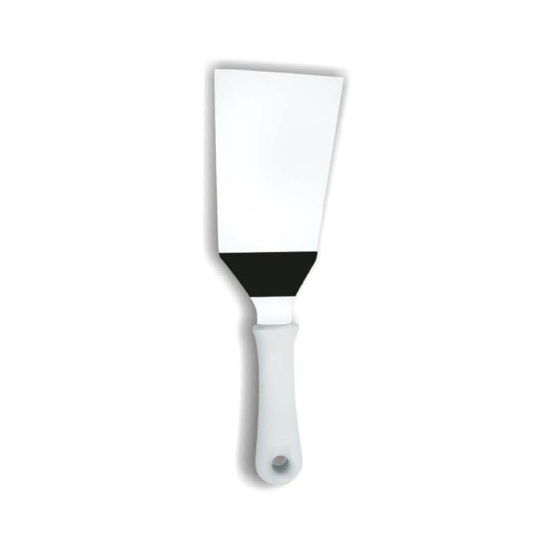 Espátula Curva 90mm Inox Cabo Branco Profissional 25x9cm