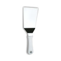 Espátula curva 60mm inox cabo branco profissional 26x6cm