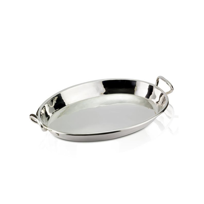 Travessa Oval Funda c/ Alças Prata Apolo 54x40cm