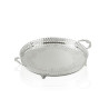 Bandeja Red. Gravada c/ Grade Alças e Pés Prata Apolo Ø60cm