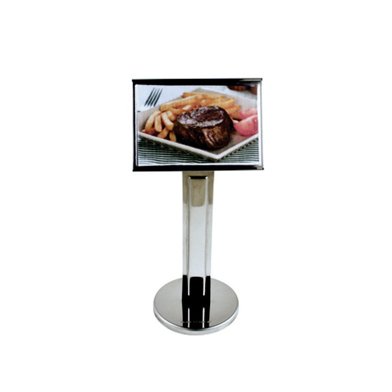 Display grande p/ Cardápios em Aço Inox 8x19cm