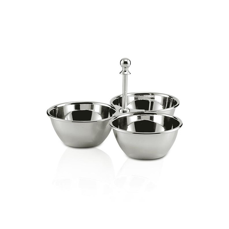 Petisqueira Tripla Redonda Prata Apolo Ø12x5,5cm