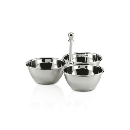 Petisqueira Tripla Redonda Prata Apolo Ø12x5,5cm