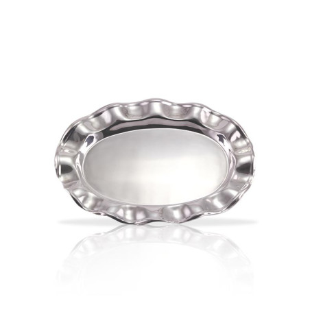 Travessa Oval Ondulada em Prata Apolo 45x60cm