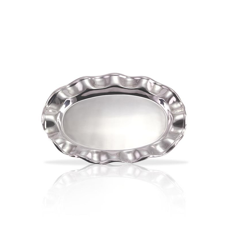 Travessa Oval Ondulada em Prata Apolo 49x68cm