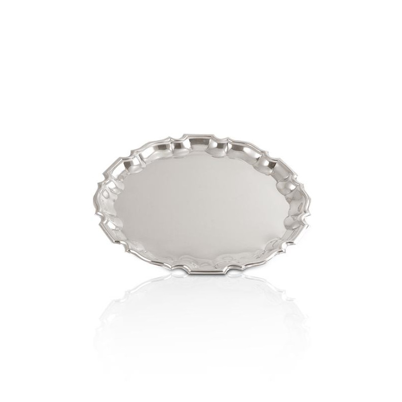 Bandeja Chipp Oval em Prata Apolo 28x36cm
