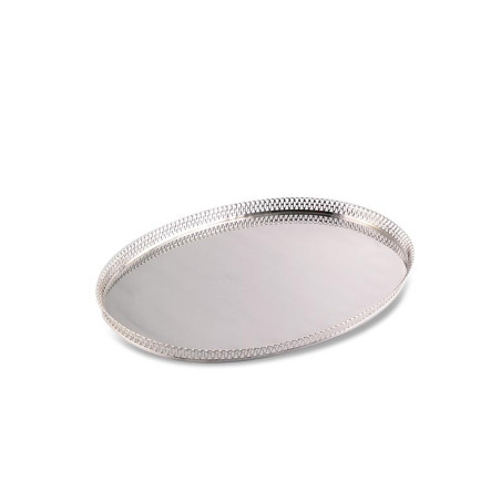Bandeja Oval c/ Grade em Prata Apolo 41x57cm