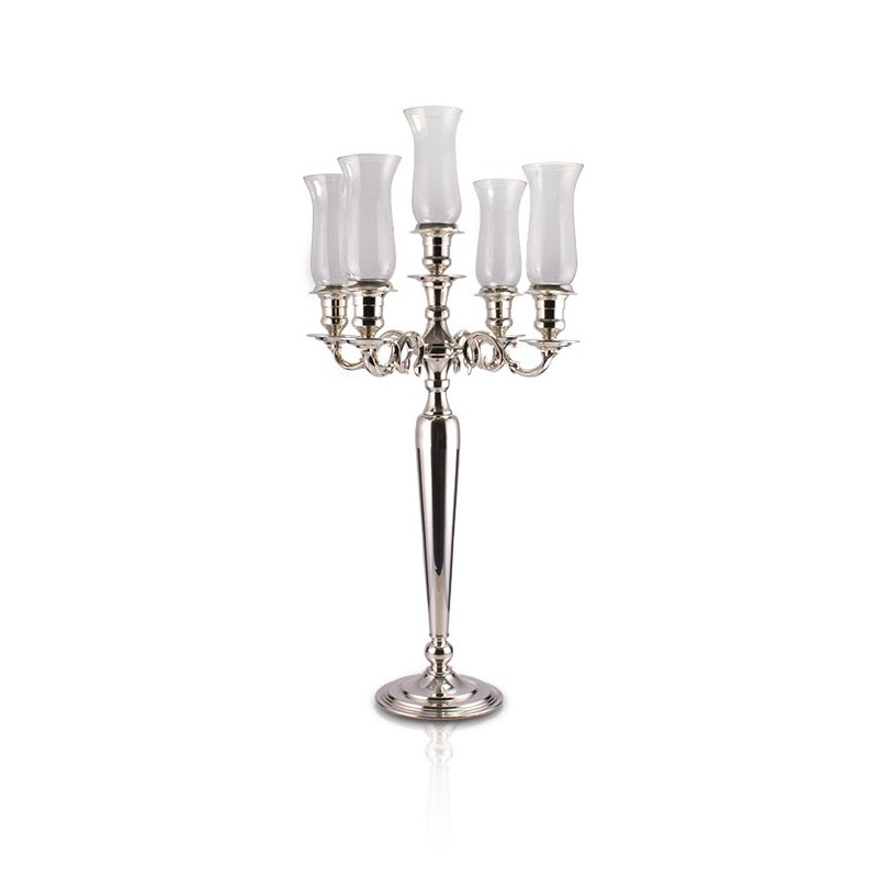 Candelabro Apolo p/ 5 Velas Prata Apolo 85cm