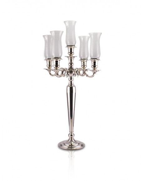 Candelabro Apolo p/ 5 Velas Prata Apolo 85cm