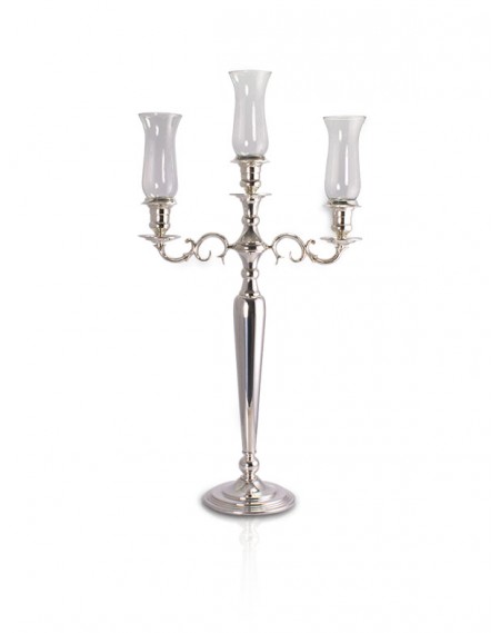 Candelabro Apolo p/ 3 Velas Prata Apolo 85cm