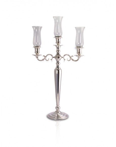 Candelabro Apolo p/ 3 Velas Prata Apolo 85cm