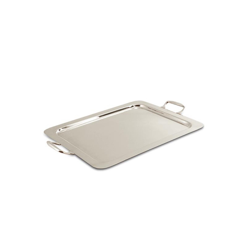 Bandeja Retangular c/ Alças em Prata Apolo 35x29cm