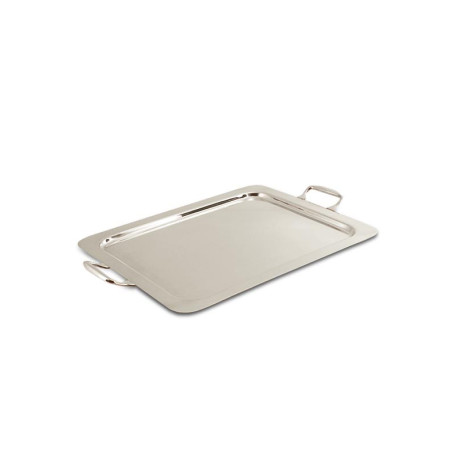 Bandeja Retangular c/ Alças em Prata Apolo 35x29cm