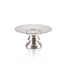 Base Dupla c/ Vidro Curvado Prata Apolo Ø50x30cm