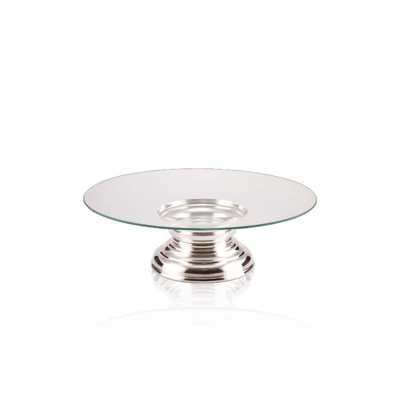 Base Simples c/ Vidro Curvado Prata Apolo Ø50x15cm