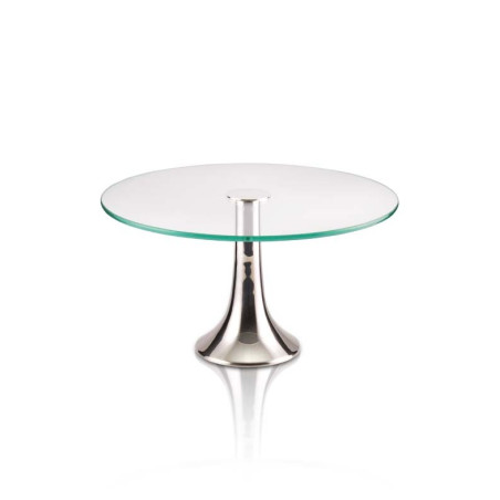 Base Lisa c/ Vidro Redondo Prata Apolo Ø40x24cm