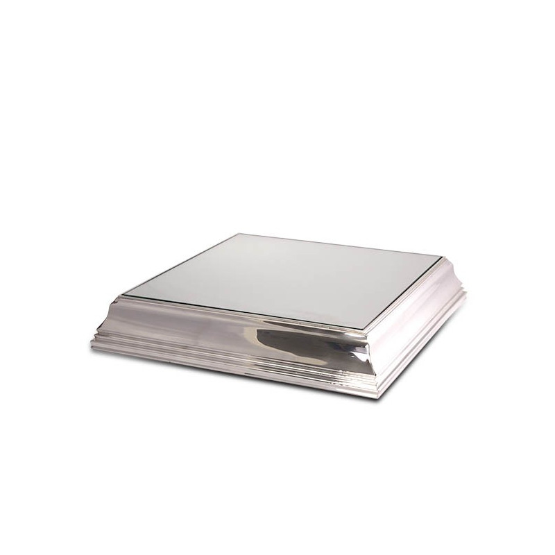 Base Quadrada com Espelho p/ Bolo Prata Apolo 50x50x10cm Base Quadrada com Espelho p/ Bolo Prata Apolo 50x50x10cm