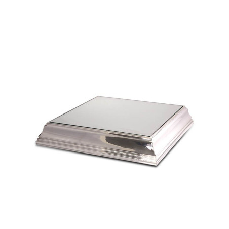 Base Quadrada com Espelho p/ Bolo Prata Apolo 50x50x10cm