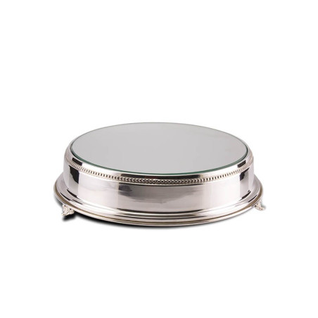 Base Redonda com Espelho p/ Bolo Prata Apolo Ø50x12cm
