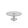 Doceira Francesa c/ Vidro Base Lisa Prata Apolo Ø40x18cm
