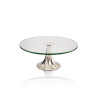 Base Trabalhada c/ Vidro Redondo Prata Apolo Ø35x14cm