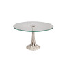 Base Trabalhada c/ Vidro Redondo Prata Apolo Ø40x25cm