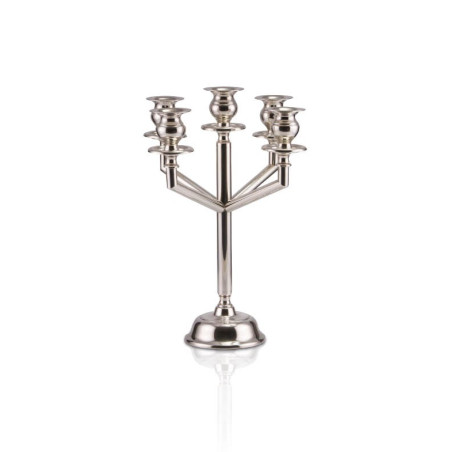 Castiçal Tubo Liso p/ 5 Velas Prata Apolo 40cm