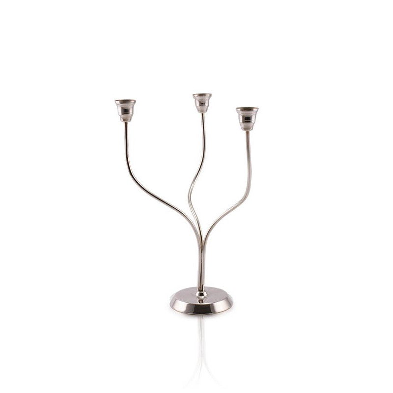 Castiçal Atual p/ 3 Velas Prata Apolo 33cm