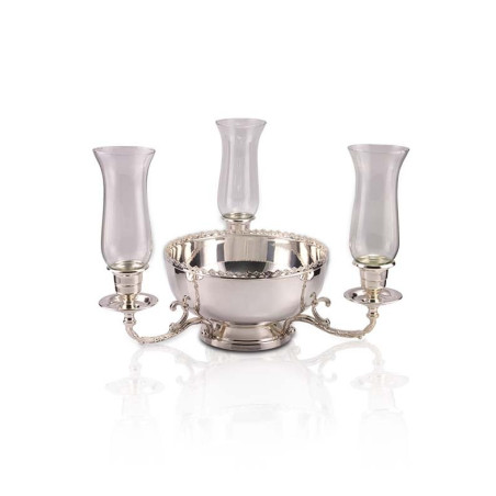 Centro Mesa Floreira c/ 3 Mangas Vidro Prata Apolo 12cm