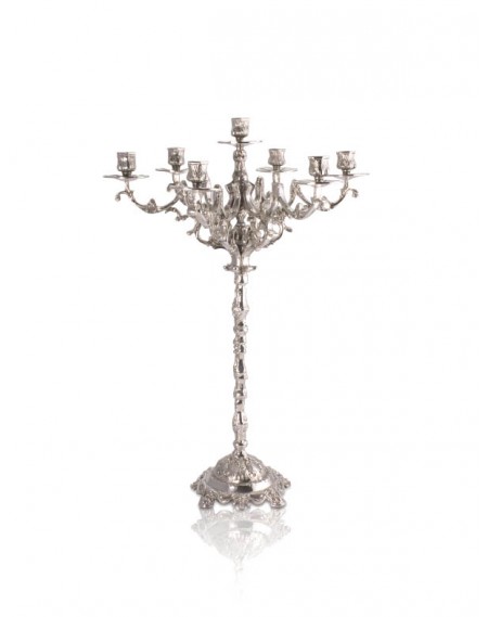 Candelabro Trabalhado 7 Velas Prata Apolo 73cm